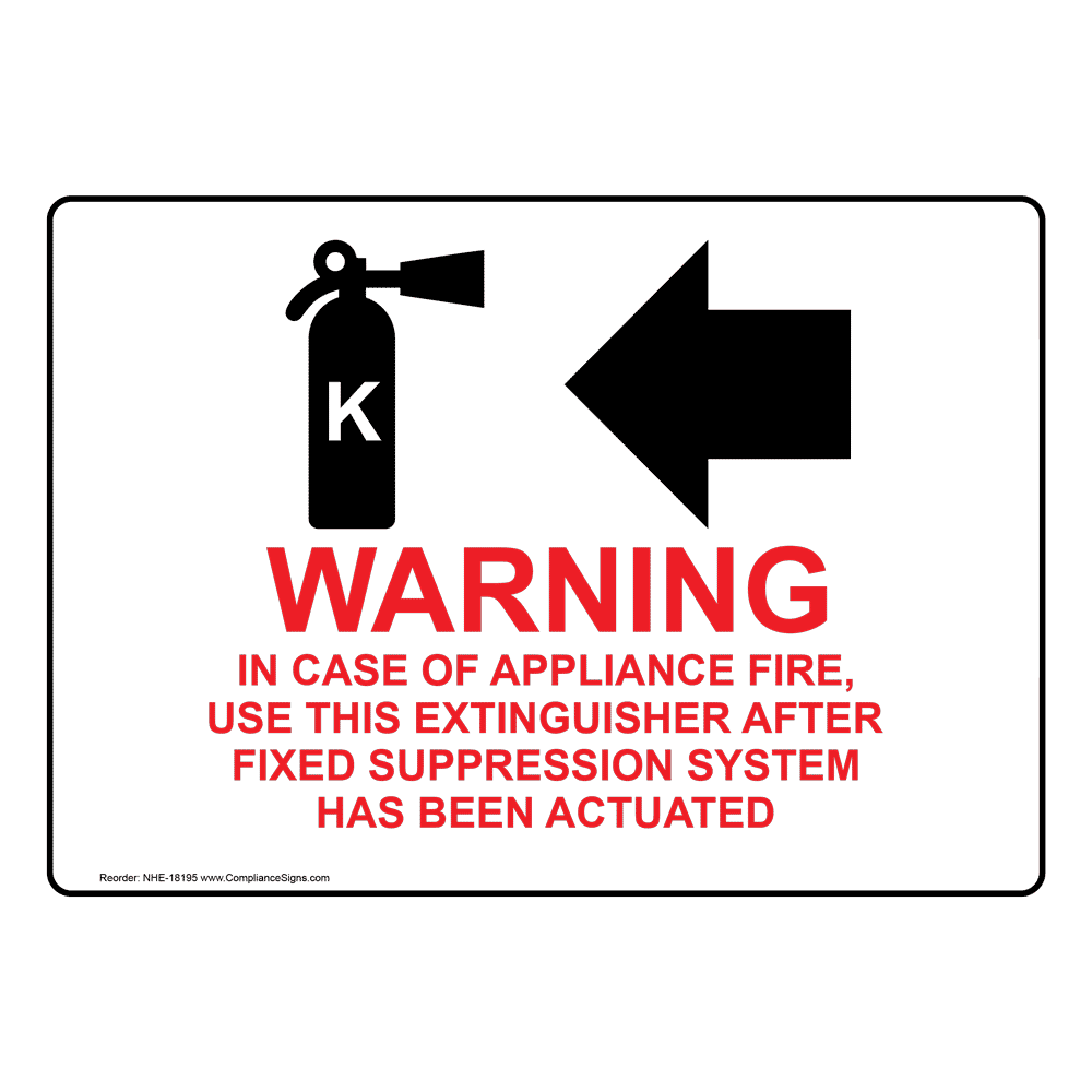 Warning In Case Of Appliance Fire, Use This Extinguisher With Left