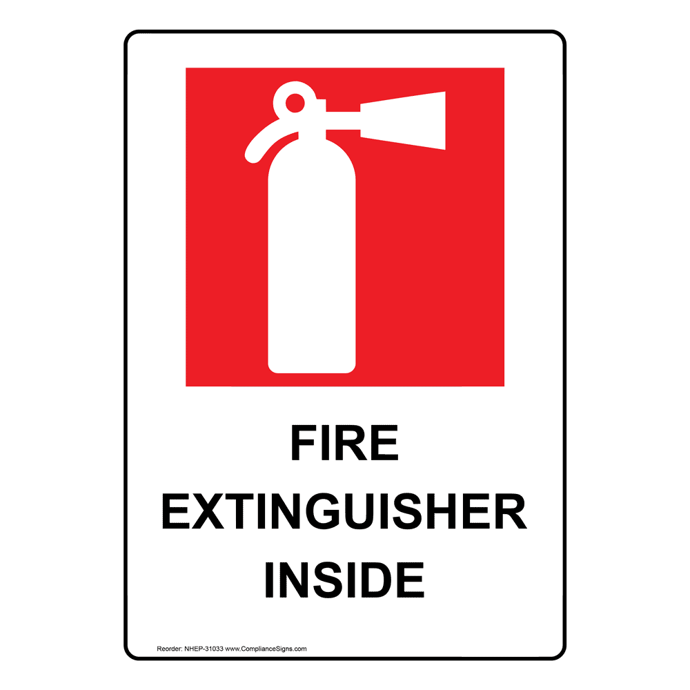 Portrait Fire Extinguisher Inside Sign With Symbol NHEP31033