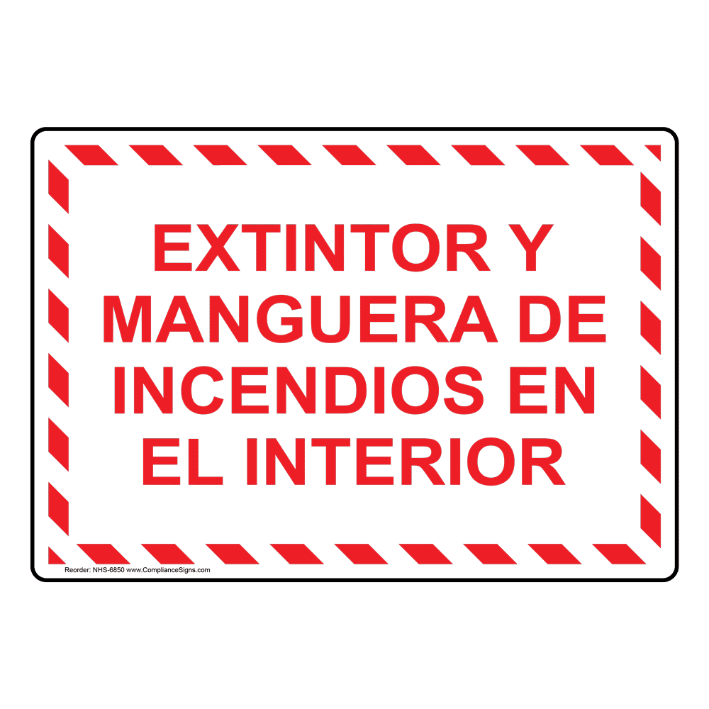 Fire Extinguisher With Right Arrow Spanish Sign NHS6840