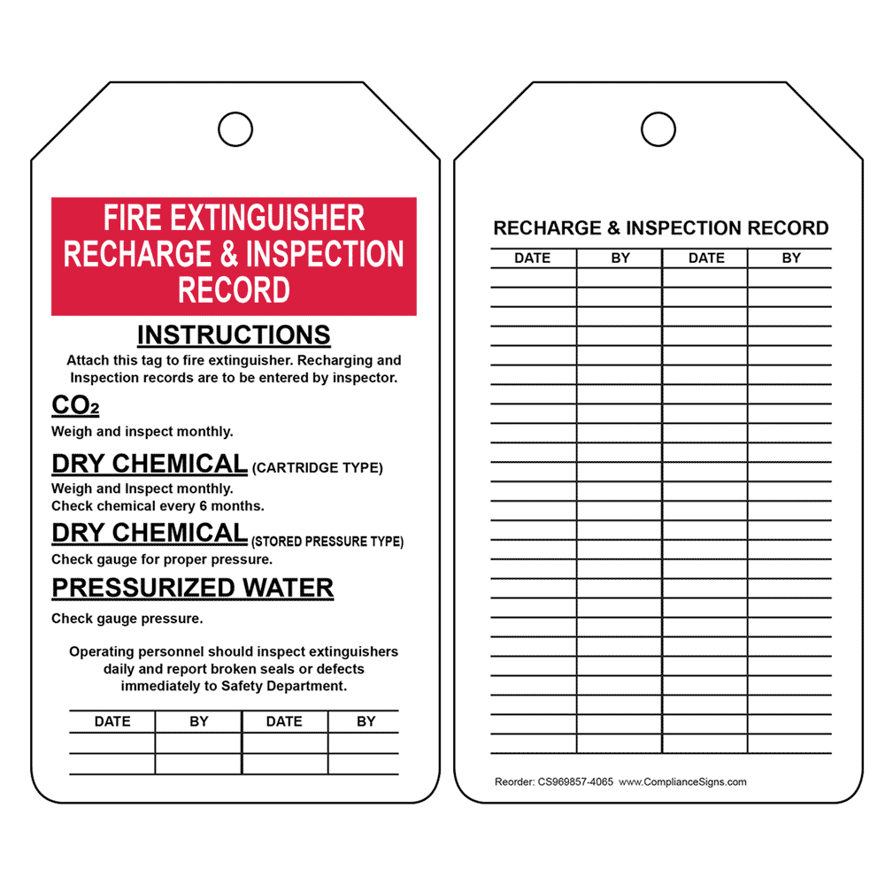 Fire Extinguisher Inspection Tags Template