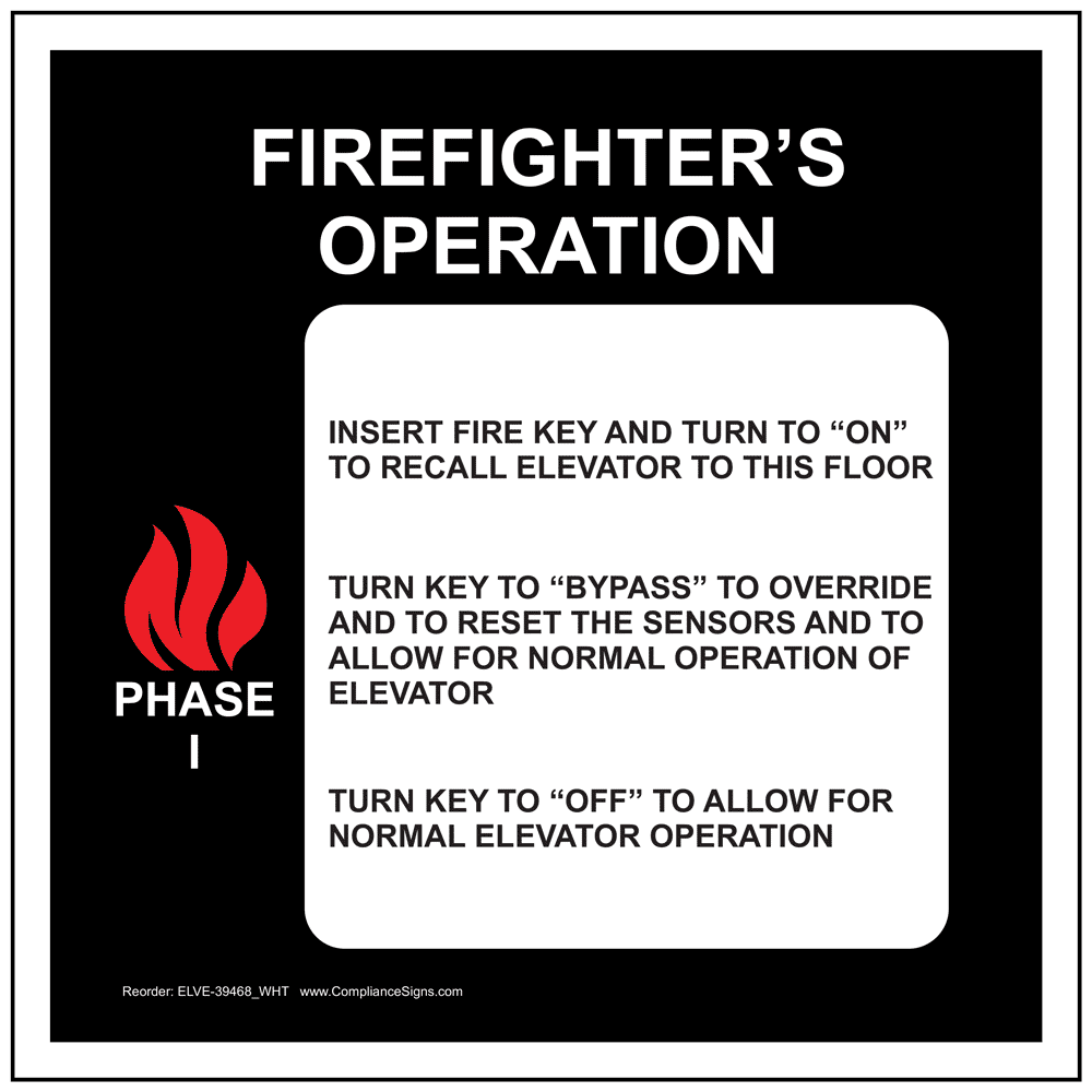 White Firefighter's Operation Phase I Insert Fire Sign ELVE-39468_WHT
