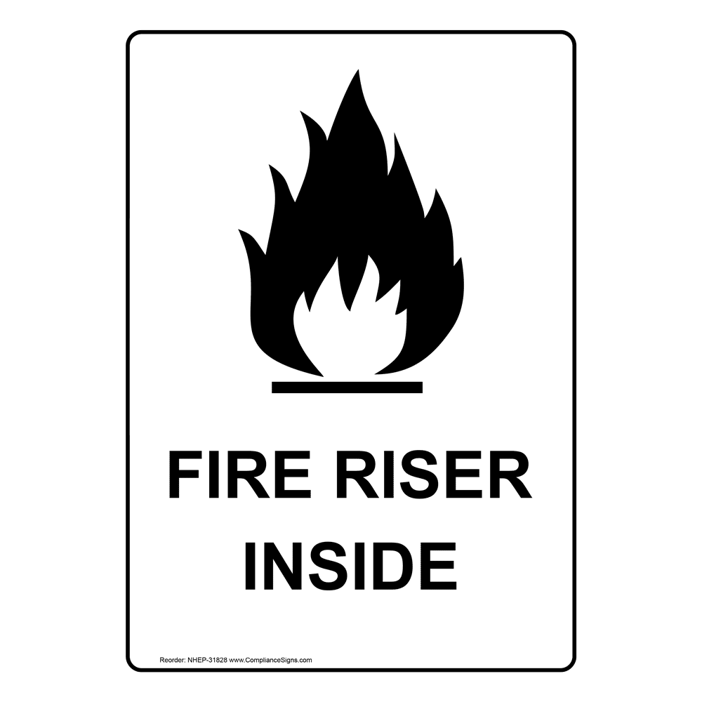 Portrait Fire Riser Inside Sign With Symbol NHEP-31828