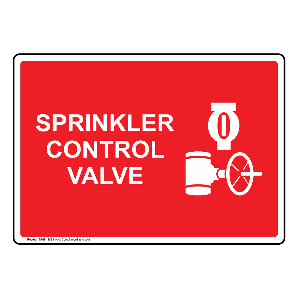 Sprinkler Control Valve Sign With Symbol NHE13863