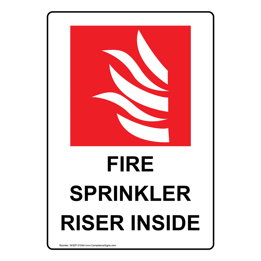 Fire Sprinkler Riser Inside Sign With Symbol NHE-31049