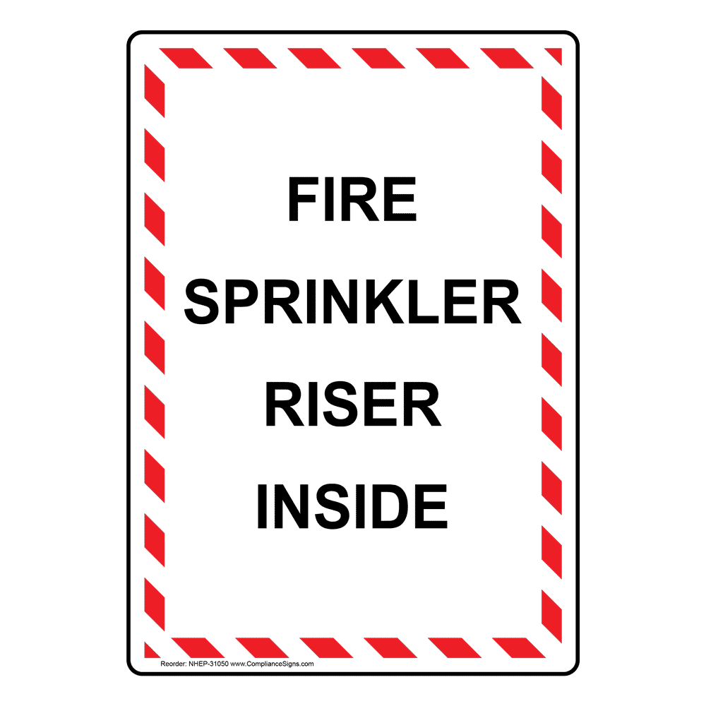 Portrait Fire Sprinkler Riser Inside Sign NHEP-31050