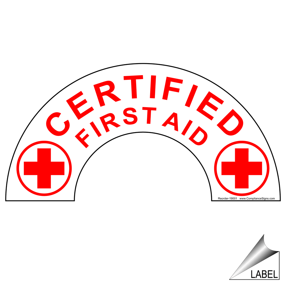 Certified First Aid Label NHE19001 Hard Hat / Helmet Labels