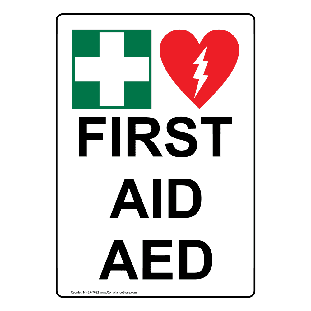First Aid AED Sign With Symbol NHEP7622