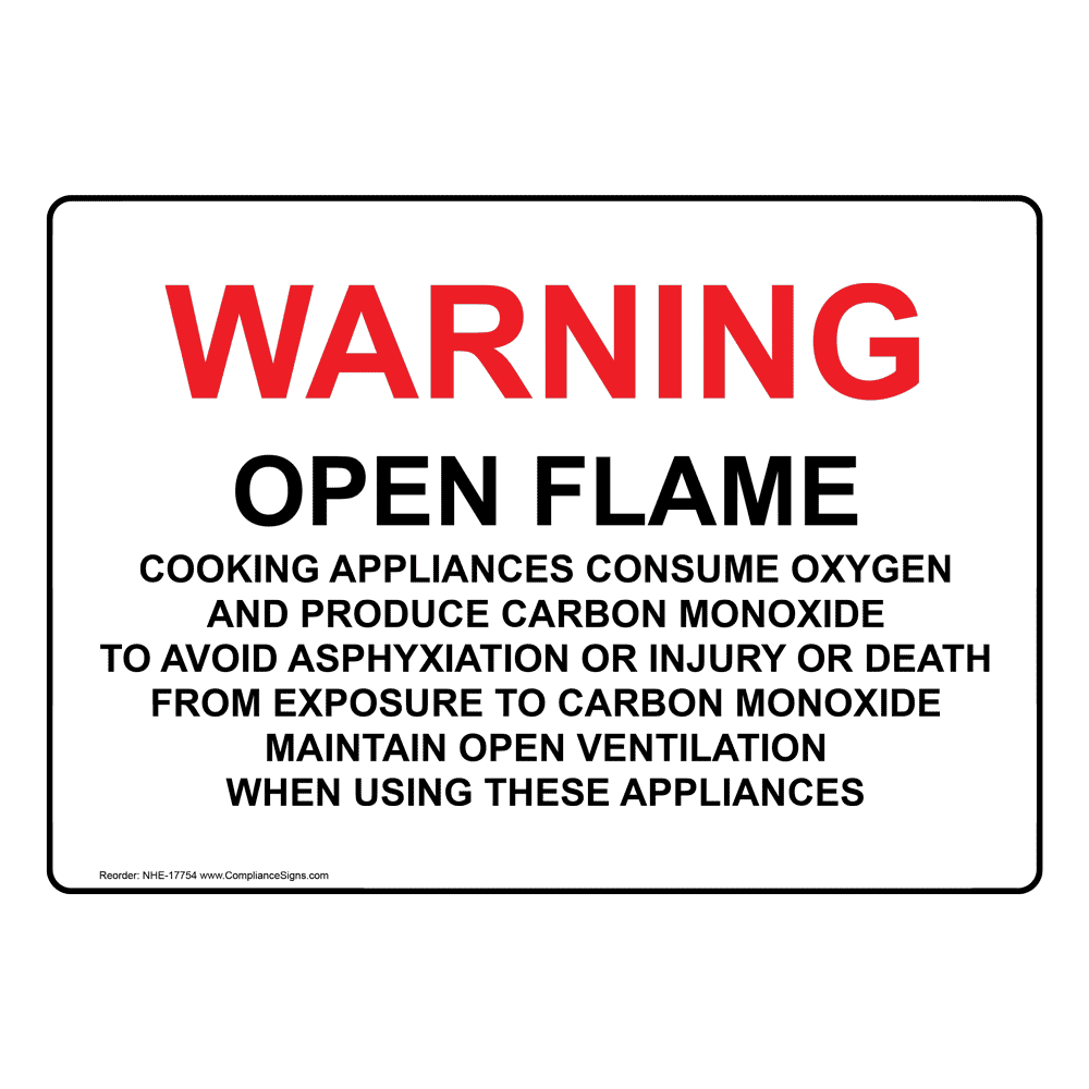 Warning Open Flame Cooking Appliances Consume Sign NHE17754