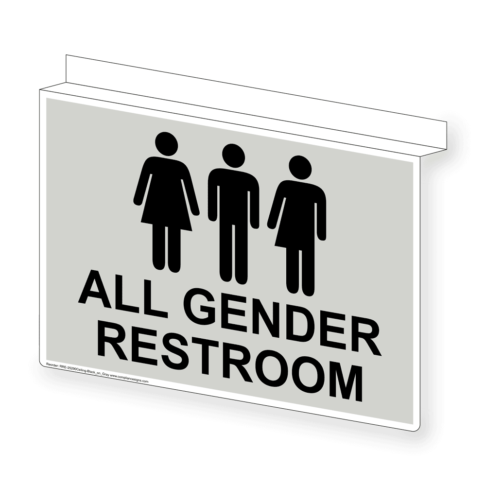 Gender Neutral Restroom Sign RRE25317CeilingBLKonGray