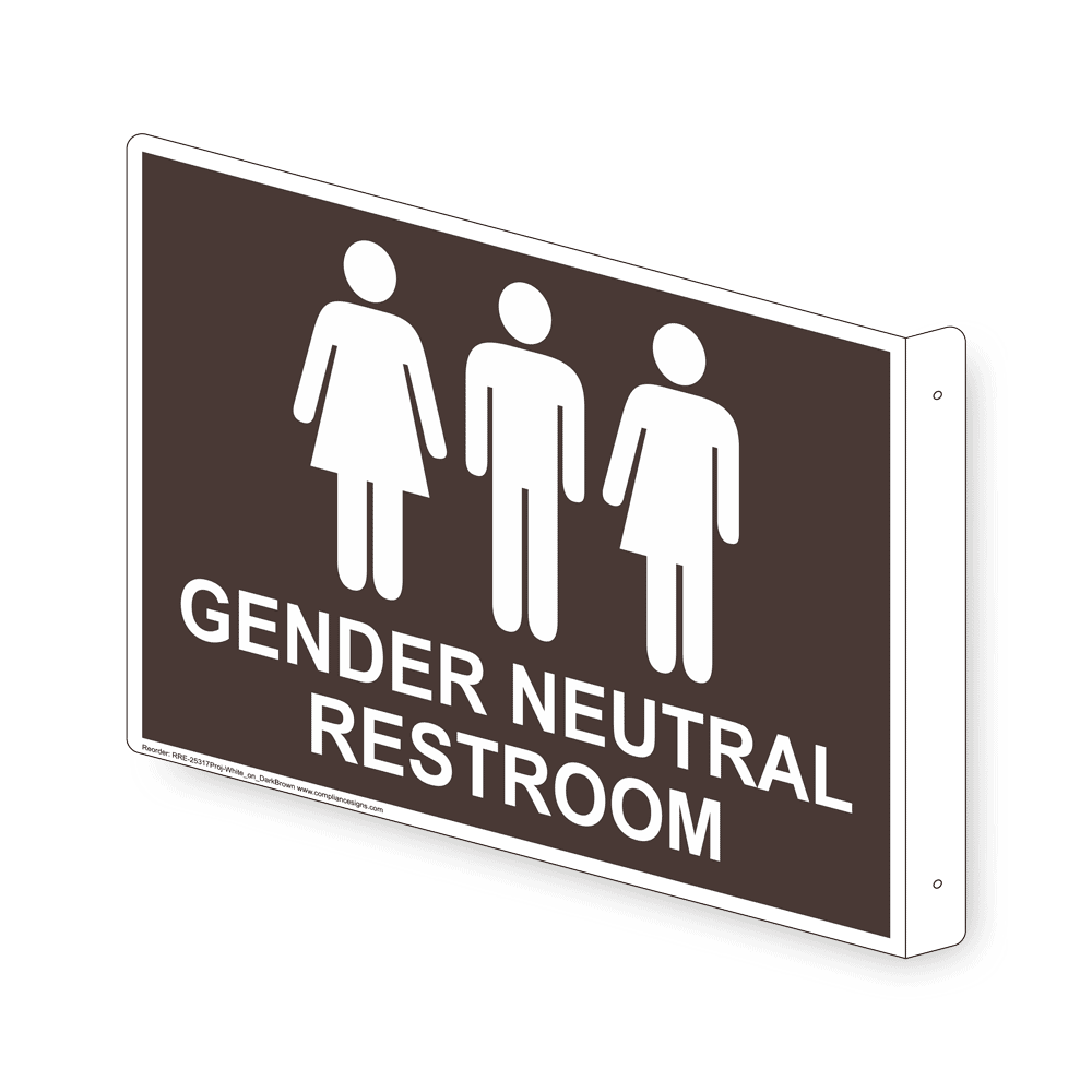 Gender Neutral Restroom Sign RRE25317ProjWHTonDKBN Restrooms