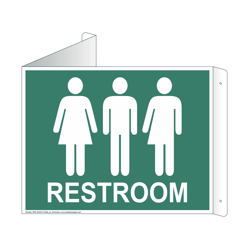Restroom Sign RRE-25344Tri-WHTonPNGRN Restrooms