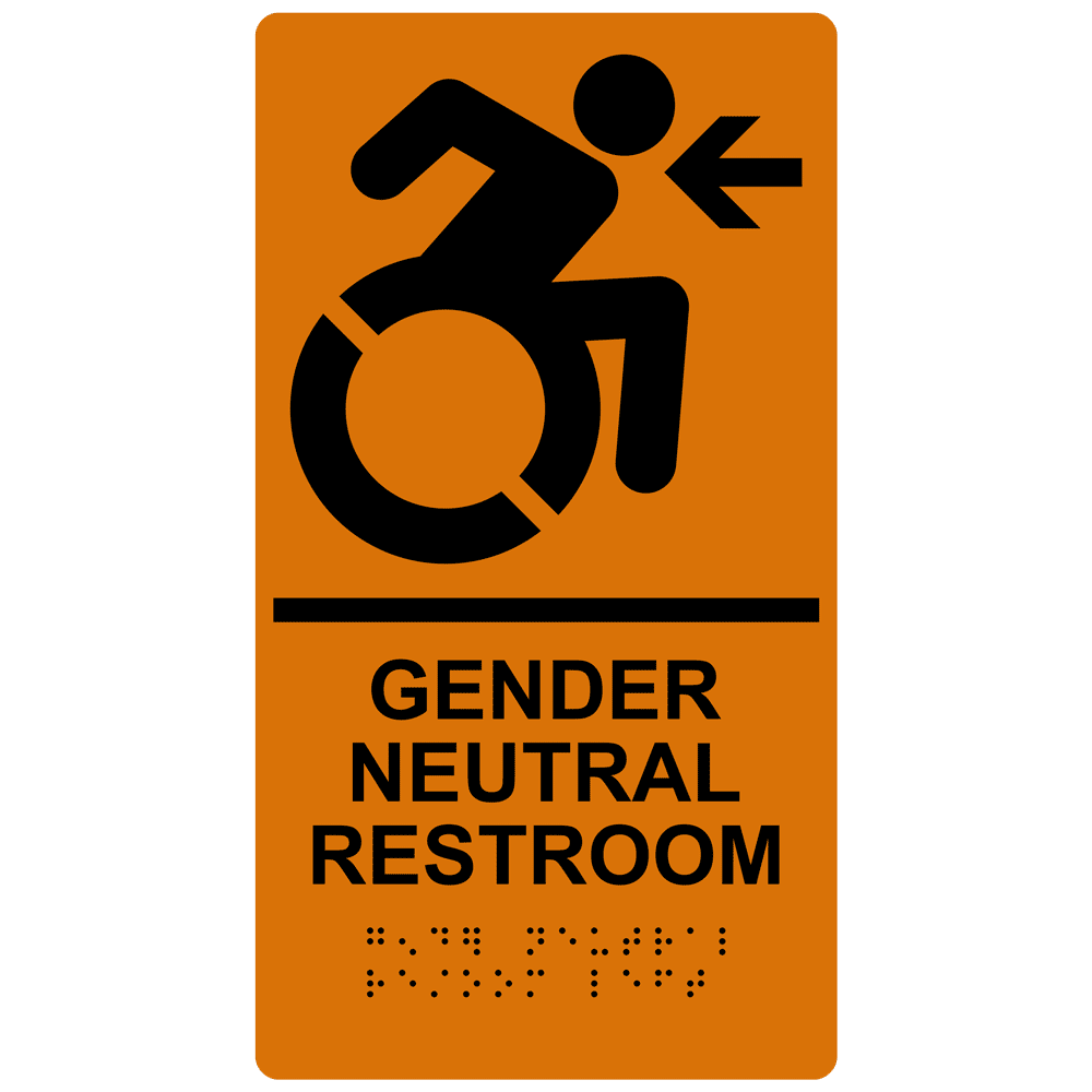 Portrait Gender Neutral Restroom (Braille Sign RRE35210RBLKonORNG
