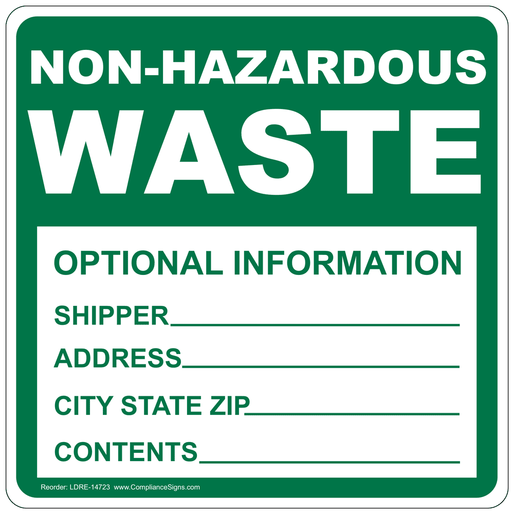 NonHazardous Waste Option Information Roll Label LDRE14723