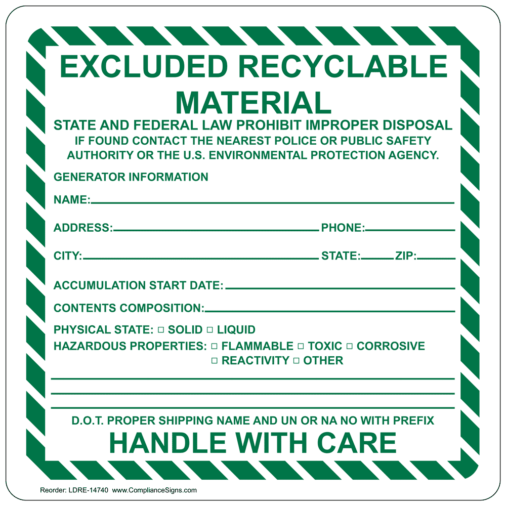 Universal Waste Shipper Address City State Roll Label LDRE14735