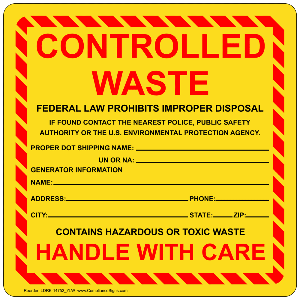 Controlled Waste Federal Law Prohibits Roll Label Ldre Ylw