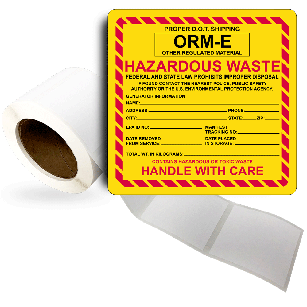 Hazardous Waste NonChlorinated Solvents Roll Label LDRE14750_YLW