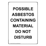Portrait Possible Asbestos Containing Material Sign NHEP-50521
