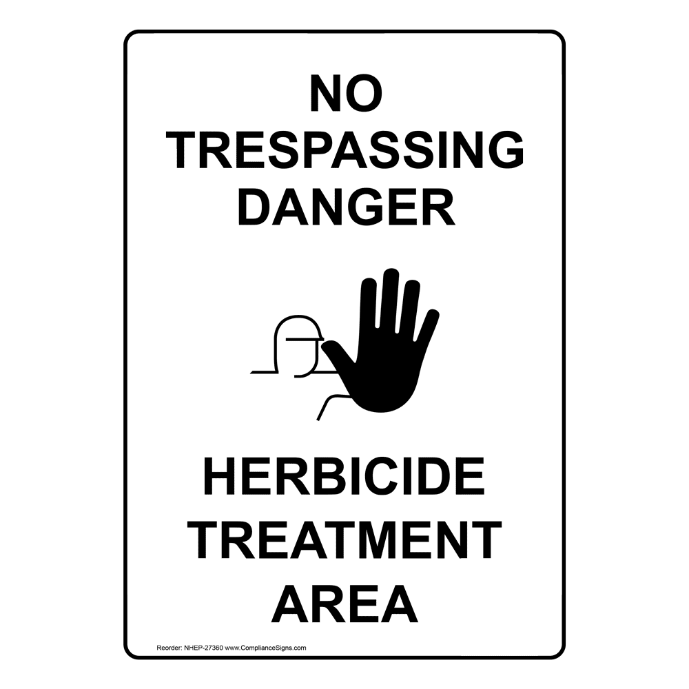 Portrait No Trespassing Danger Herbicide Sign With Symbol NHEP-27360