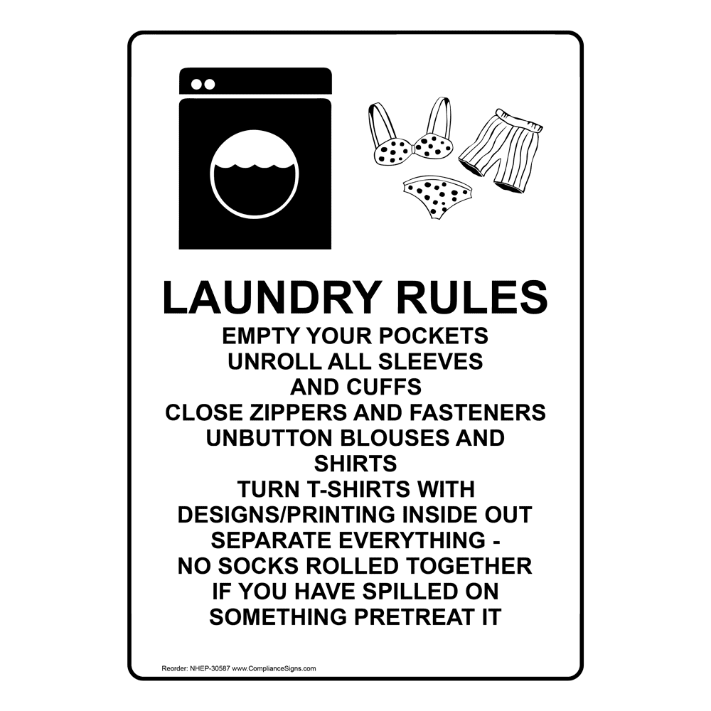 Portrait Laundry Room Rules For Residents Use Sign NHEP30588