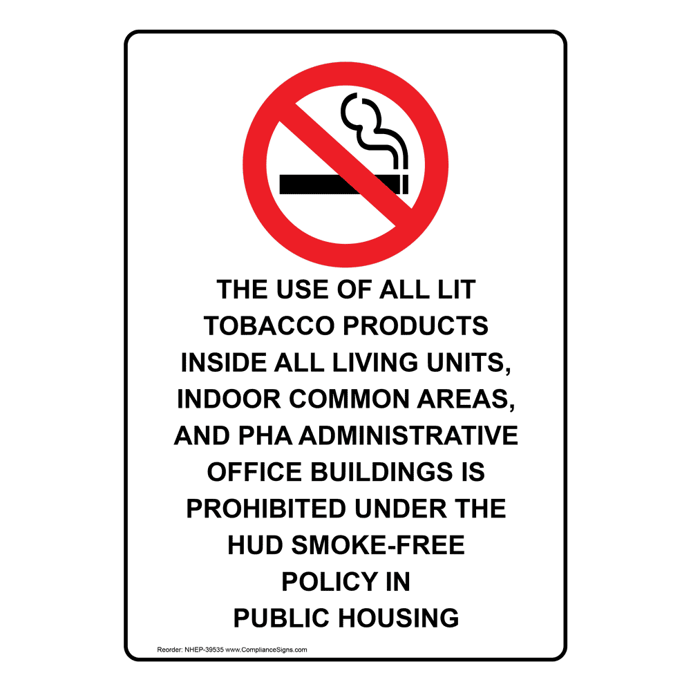 Portrait HUD Lit Tobacco Products Prohibited Sign With Symbol NHEP-39535