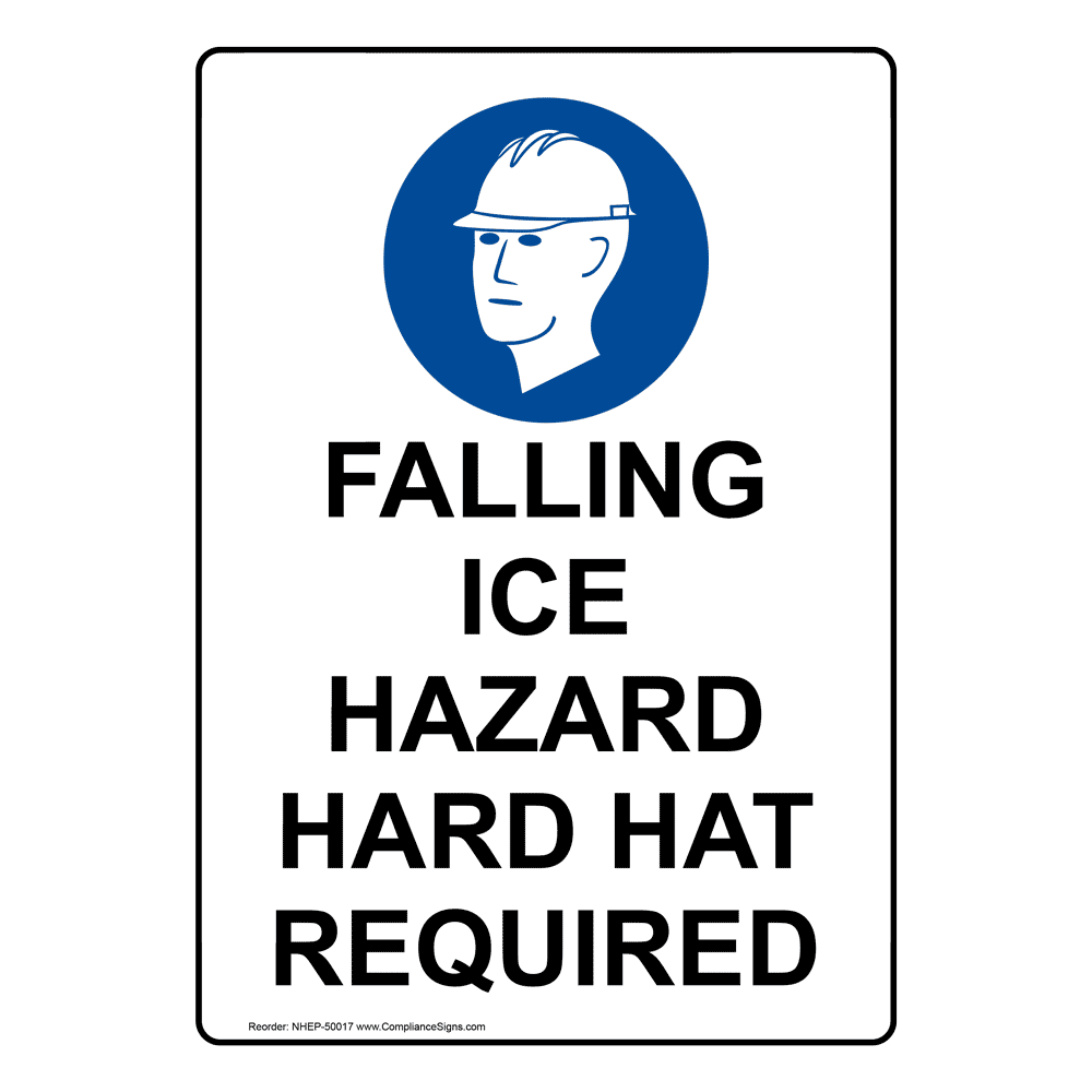 Portrait OSHA Falling Ice Hazard Sign With Symbol OCEP50017