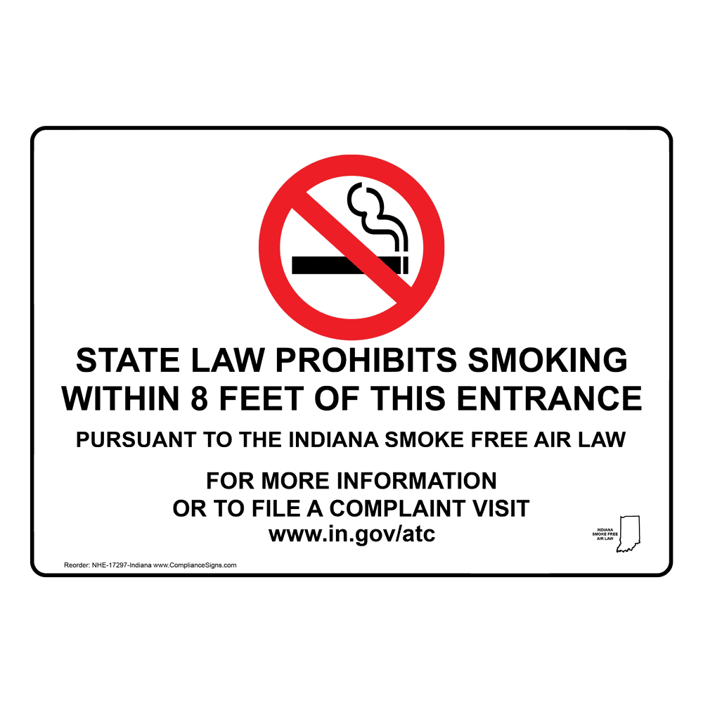 Law Prohibits Smoking 8 Feet Of Entrance Sign NHE17297Indiana