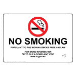 No Smoking Smoke Free Air Law Sign NHE-17282-Indiana No Smoking