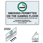 Smoking Permitted On Gaming Floor Label NHE-17311-Indiana-Reverse