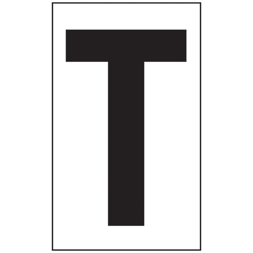 Reflective Black-on-White Letter T Label in 2 Sizes CS478704
