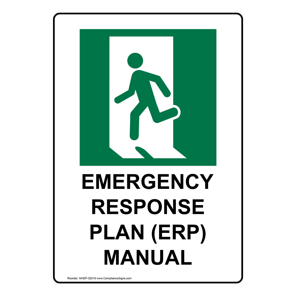 Portrait Emergency Response Plan Sign With Symbol NHEP32019
