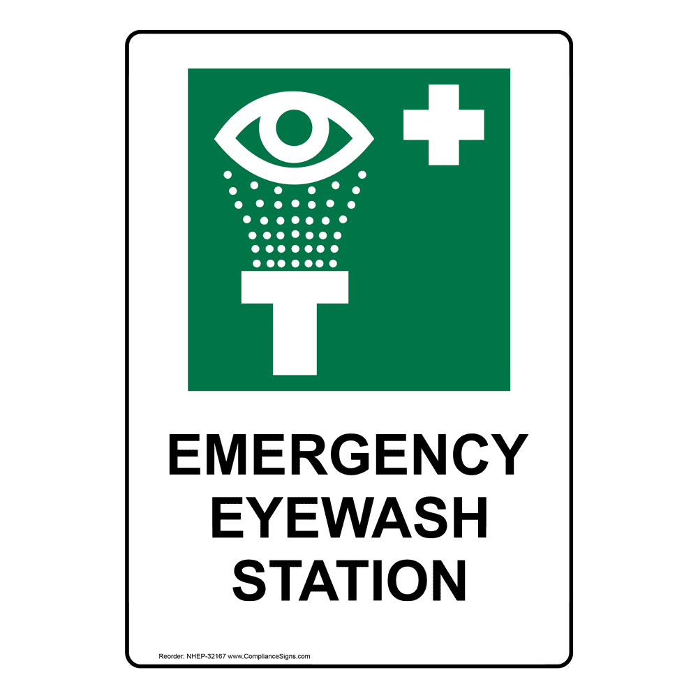 Emergency Eyewash Station Sign With Symbol NHE32167