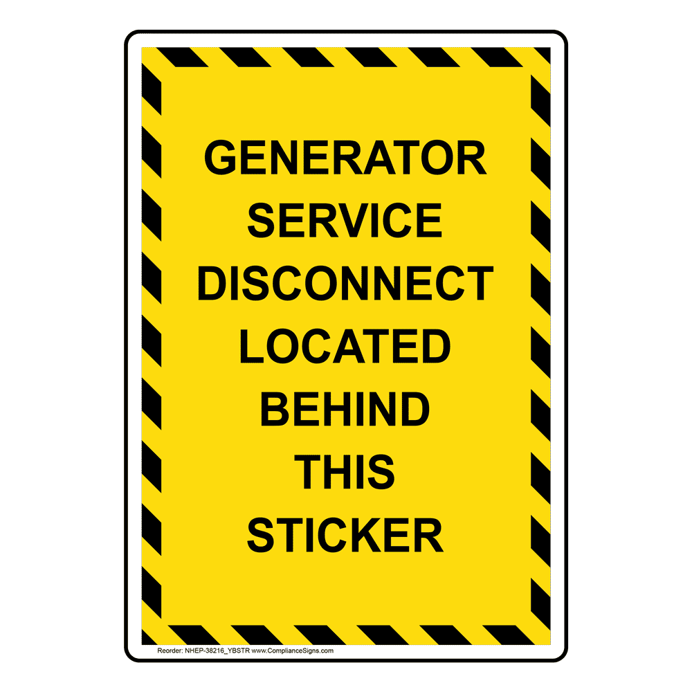 Main Is Connected To A Generator Sign NHE38217_RED