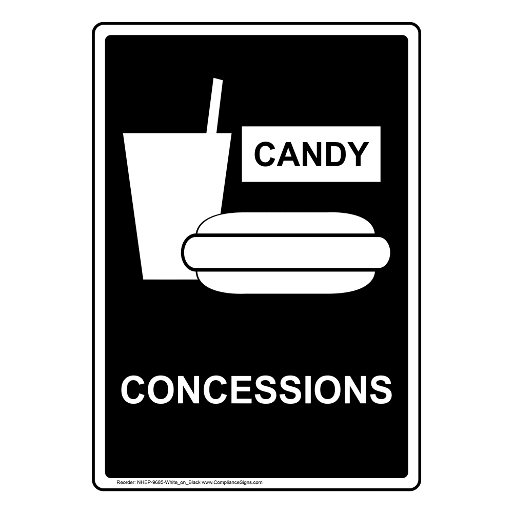Portrait Concessions Sign With Symbol NHEP9685White_on_Black