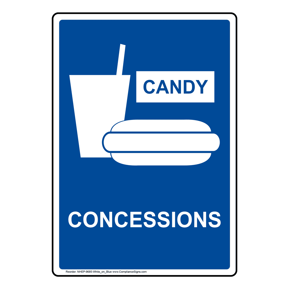Portrait Concessions Sign With Symbol NHEP-9685-White_on_Blue