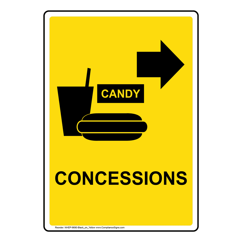 Portrait Concessions [Right Arrow] Sign With Symbol NHEP-9690-Black_on ...