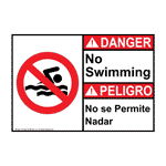 ANSI DANGER No Swimming Bilingual Sign ADI-9420-SPANISH Recreation