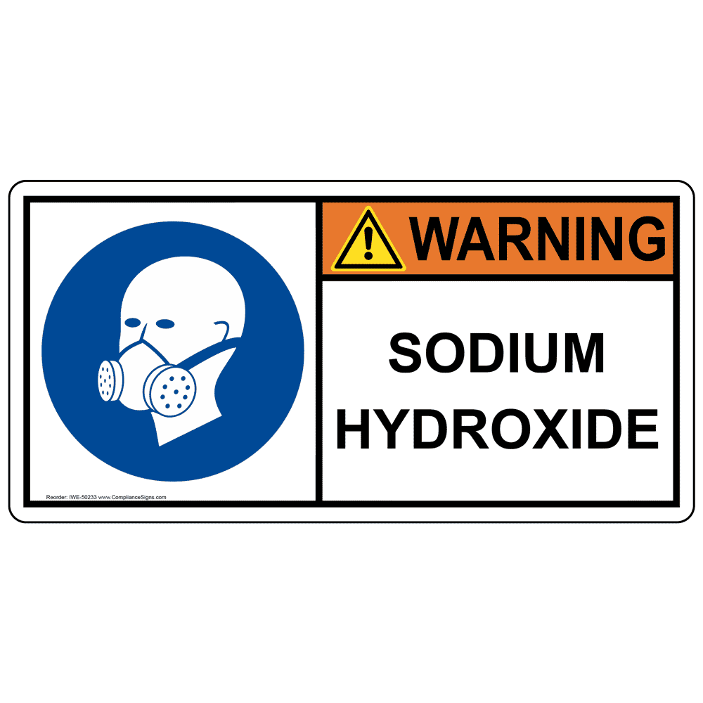 ISO Sodium Hydroxide PPE Respirator Sign IWE50233