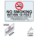 No Smoking 10 Feet Smoking Prohibited Label NHE-10811-Kansas-Reverse