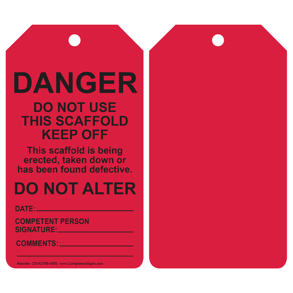 Red Danger Do Not Use Keep Off Scaffold Safety Tags