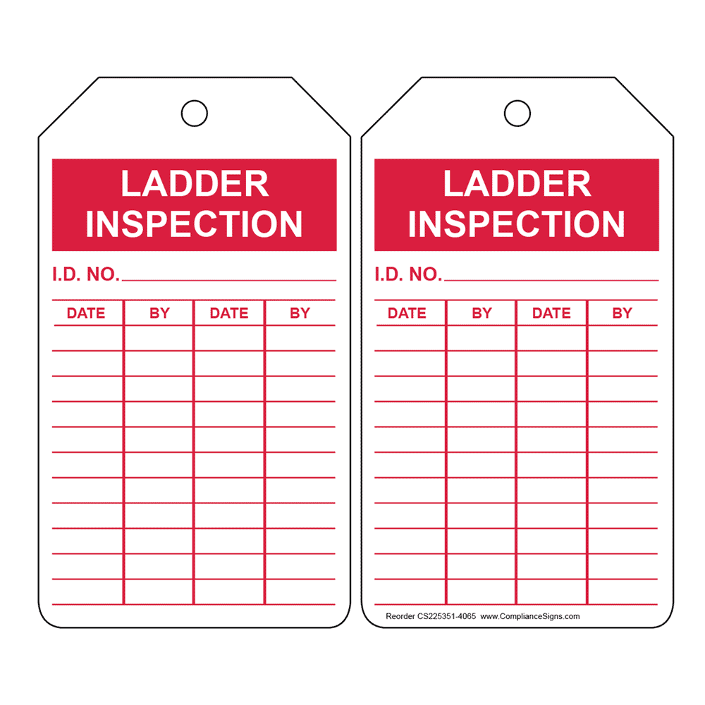 White 2 sided Ladder Inspection Tag Safety Tags