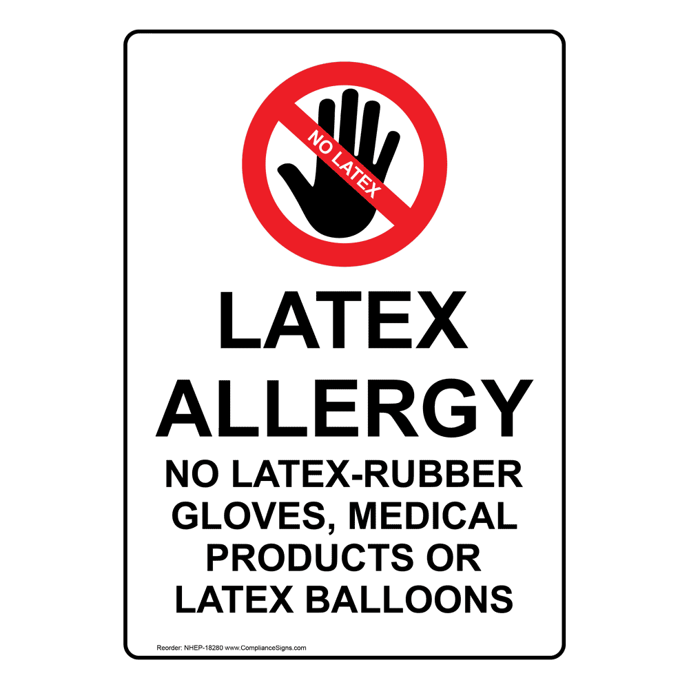 Portrait Latex Allergy No LatexRubber Sign With Symbol NHEP18280