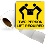 Two Person Lift Required Roll Label With Symbol LDRE-10030_YLW