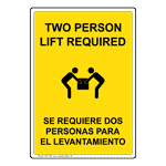 Two Person Lift Bilingual Sign NHB-10030 Industrial Notices