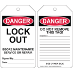 OSHA DANGER LOCK OUT BEFORE MAINTENANCE SERVICE OR REPAIR Lockout Tag CS899743