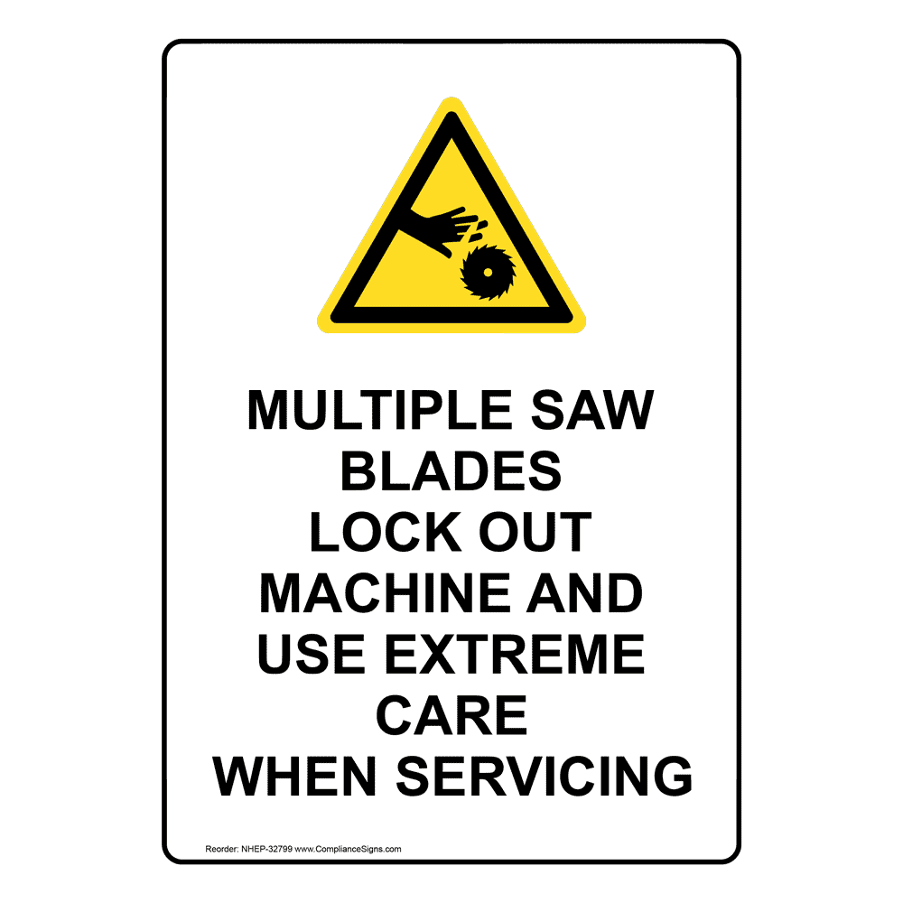 Portrait Multiple Saw Blades Lock Sign With Symbol NHEP32799