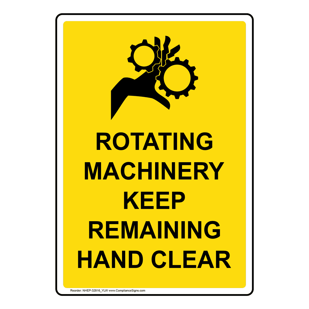 Portrait Rotating Shaft Hazard Keep Sign With Symbol NHEP32818