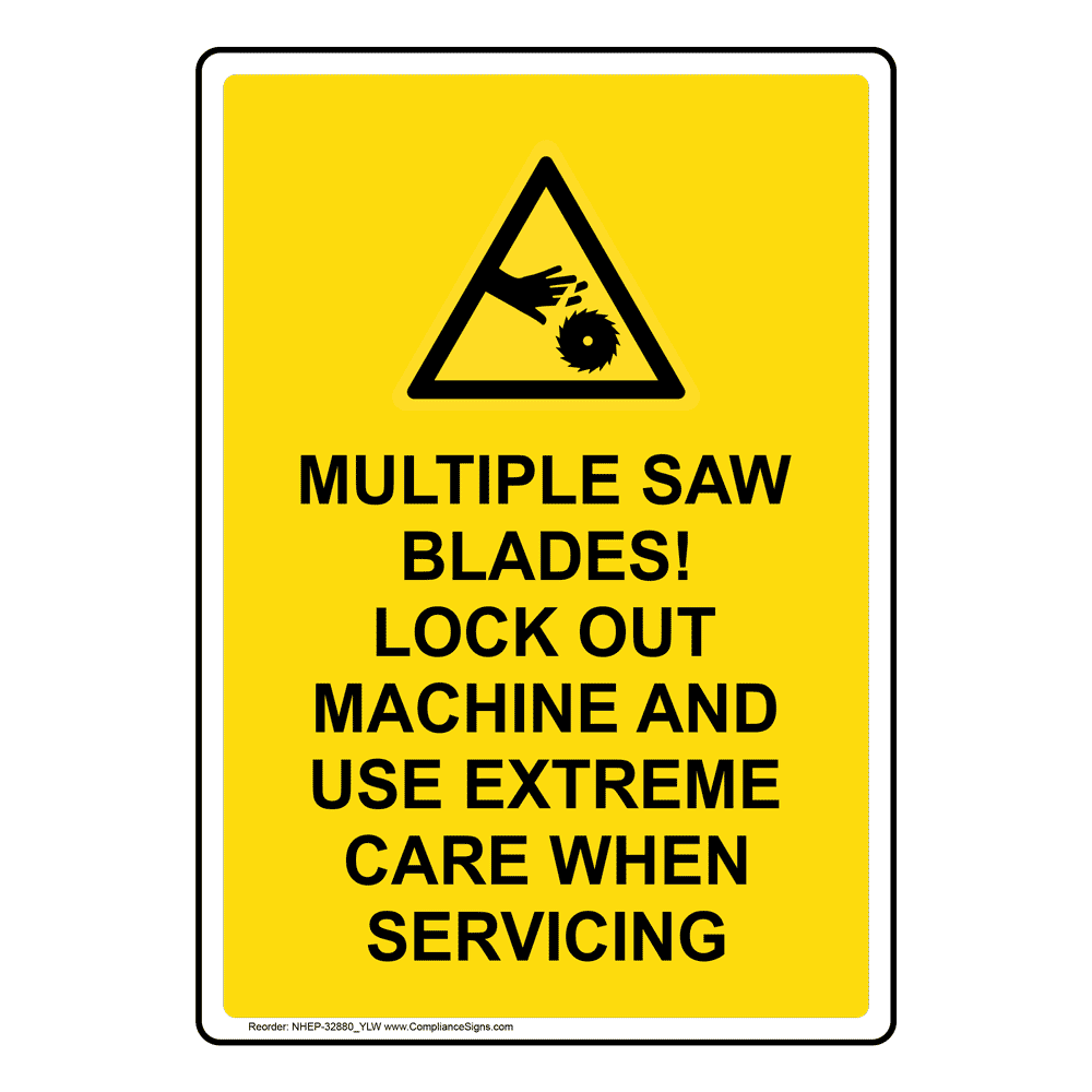 Portrait Multiple Saw Blades! Sign With Symbol NHEP-32880_YLW
