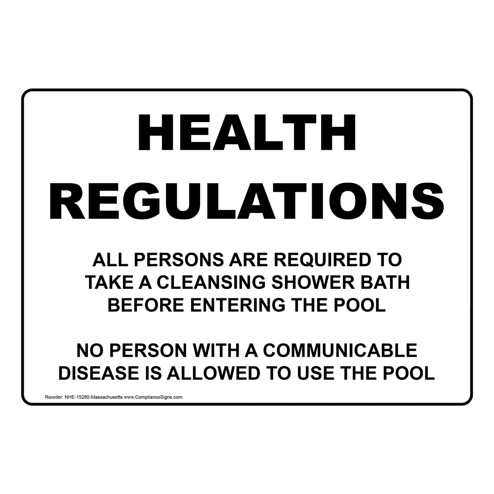 Health Regulations Cleansing Shower Bath Sign NHE15280Massachusetts