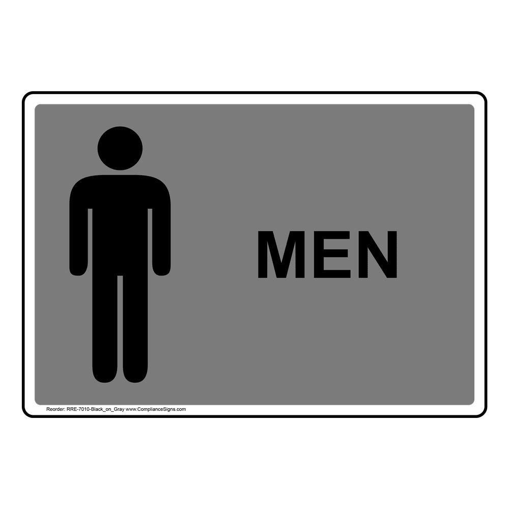 Gray Men Restroom Sign With Symbol RRE-7010-Black_on_Gray