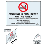 Smoking Is Prohibited On The Patio Label NHE-10617-Michigan-Reverse